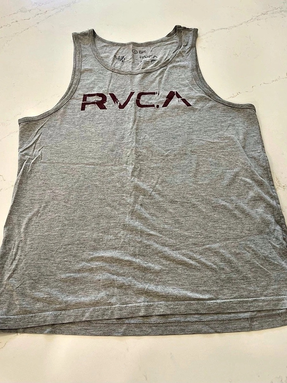 RVCA Men's Gray & Maroon Cotton Blend Tank Top Size Medium